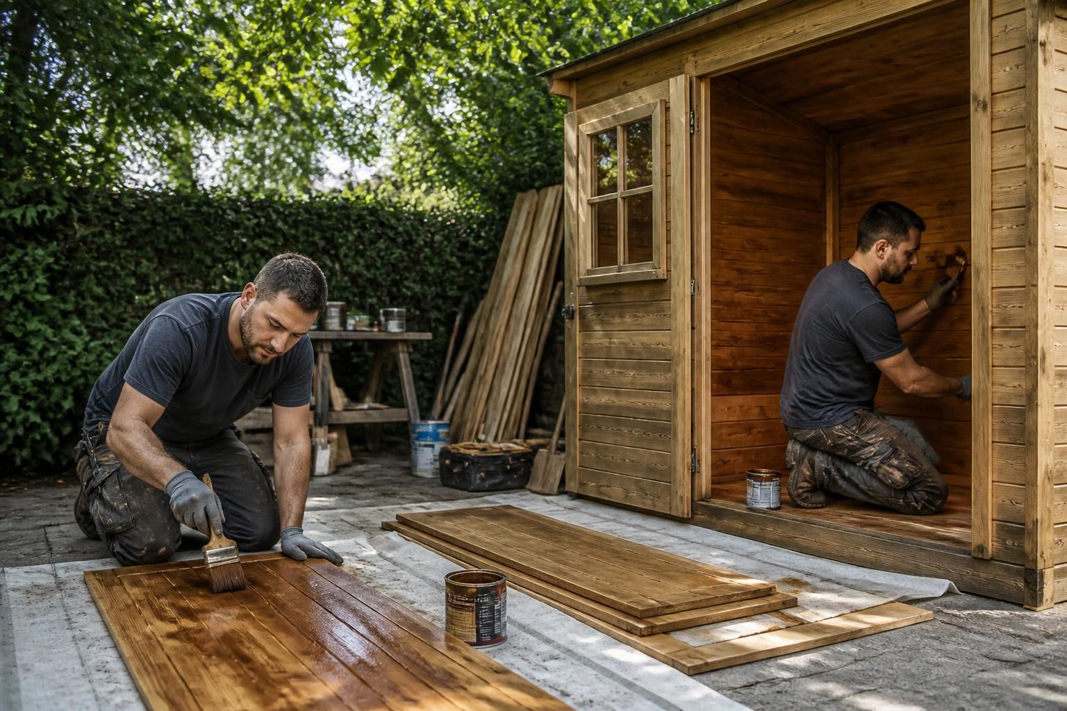 découvrez s'il est nécessaire de lasurer l'intérieur de votre abri de jardin et apprenez à quel moment appliquer la lasure, avant ou après le montage, pour une protection optimale.